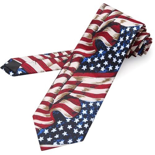 Men’s American Flag Ties 3.27″ (8.3CM) USA Flag Necktie For Men