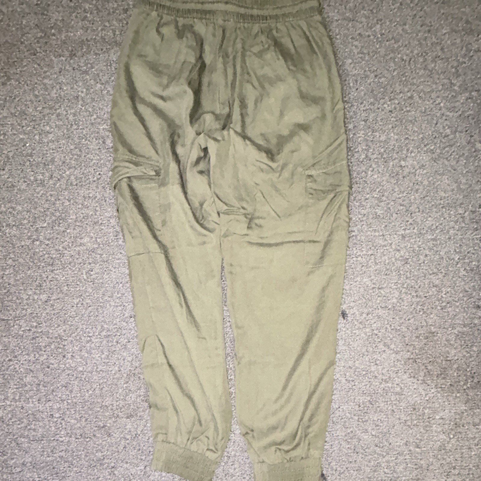 Indigo Rein Women’s Green Cargo Jogger Pants Pockets Elastic Waist Size M