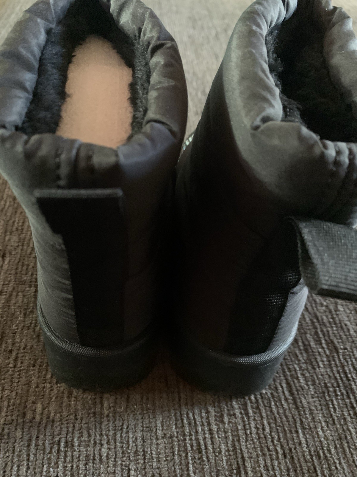 bebe Girls Black Rhinestone Logo Winter Boots