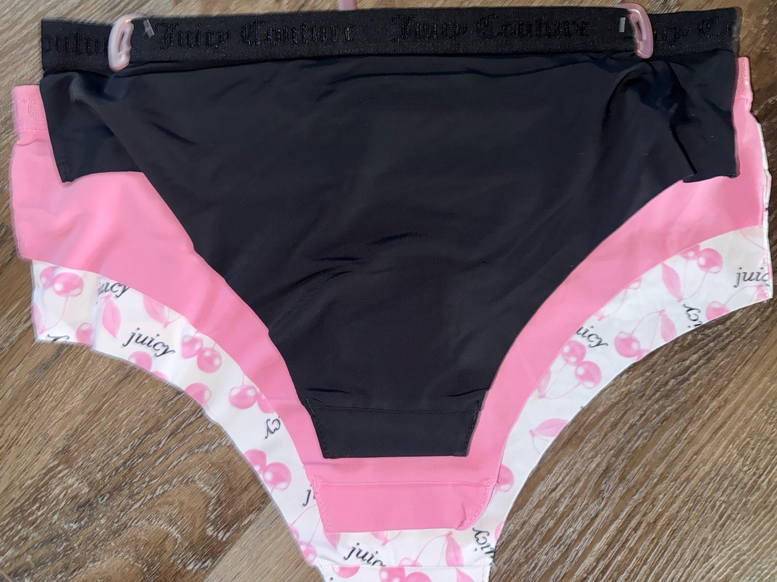 Juicy Couture ~ 3-Pair Women’s Bikini Underwear Nylon Blend Laser Cut ~ XL