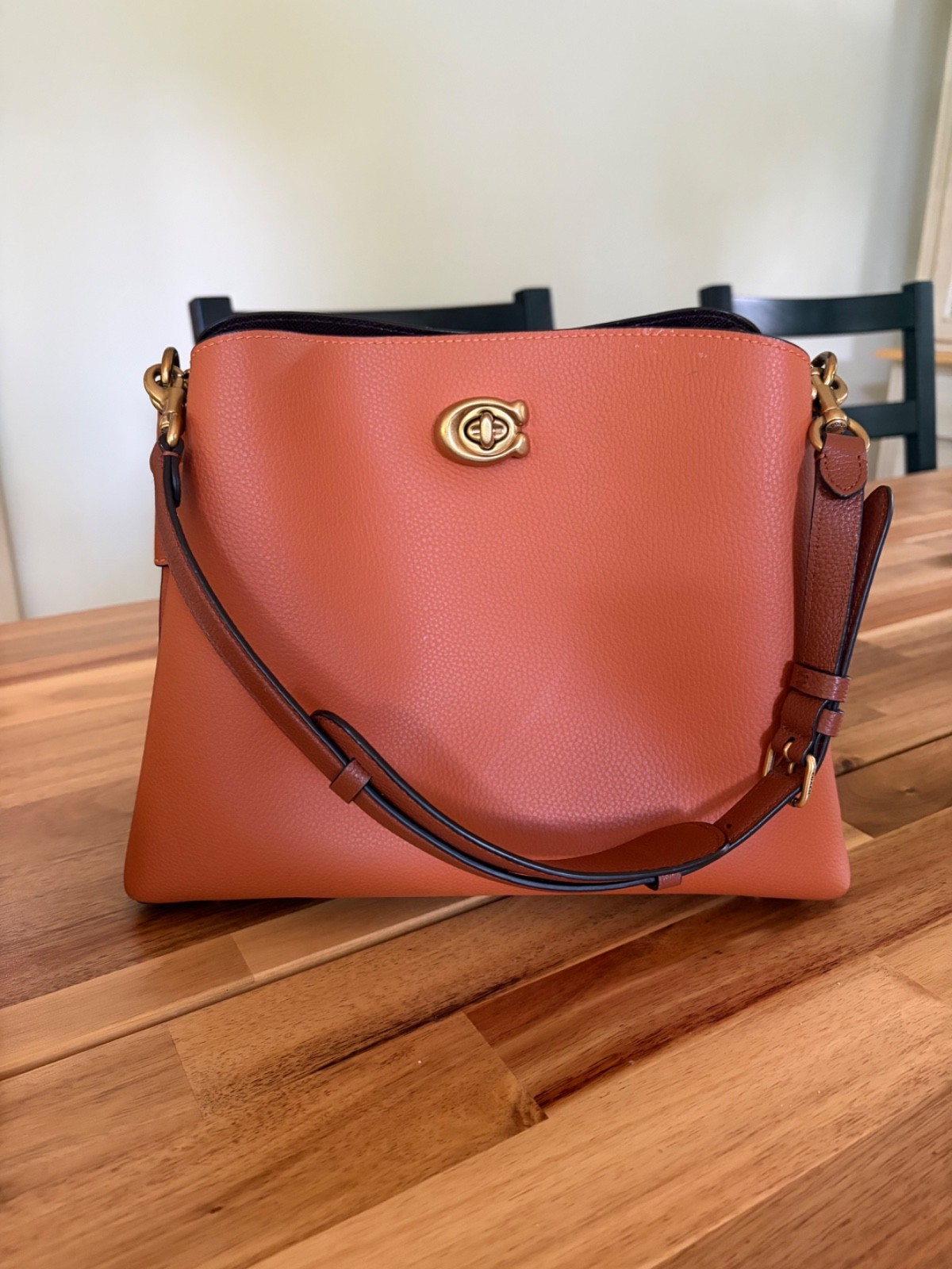 Coach Willow Saddle Turnlock Leather Bucket Bag with Two Detachable Straps