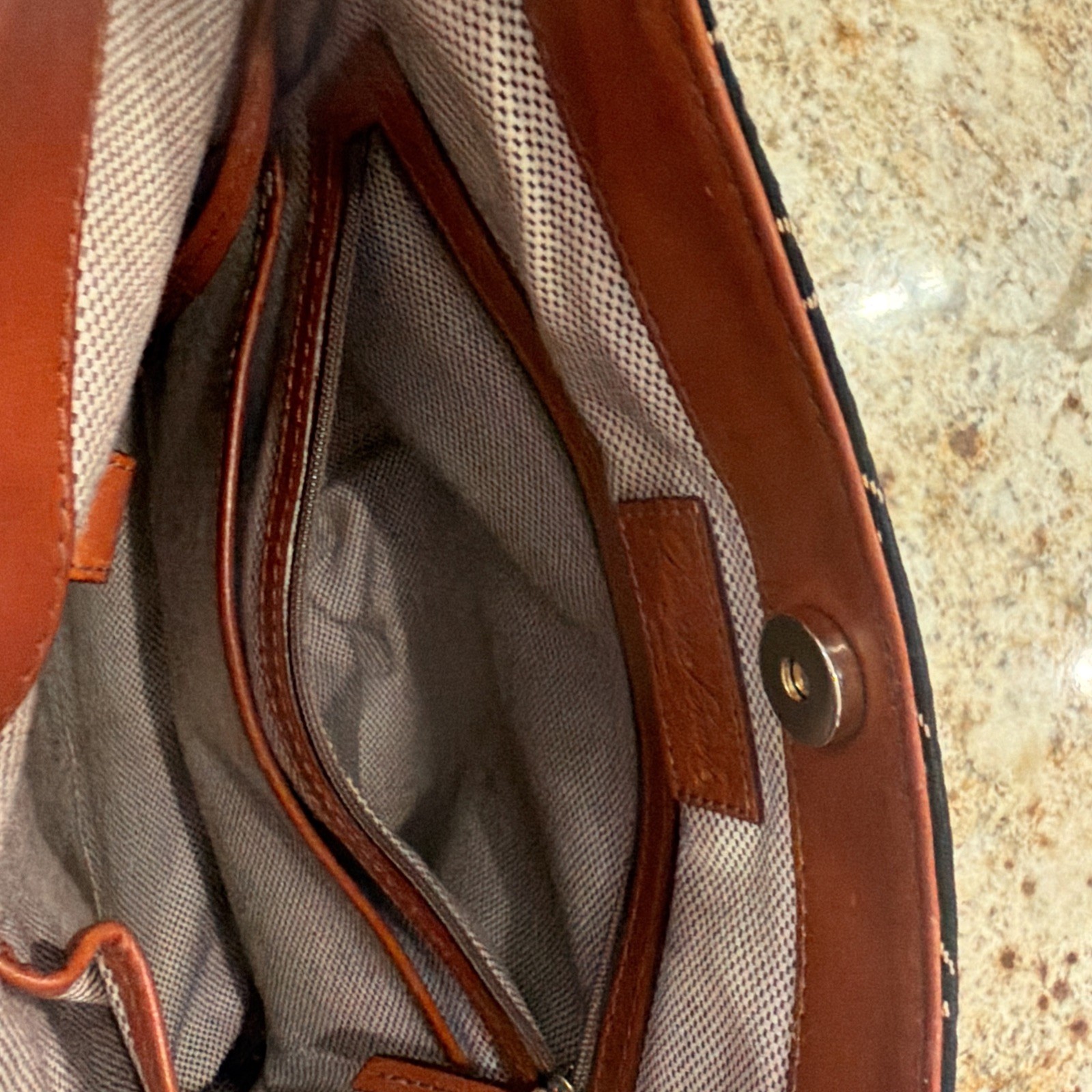 Dooney & Bourke Florentine Medium Black Brown Crossbody Jaquard Canvas Leather