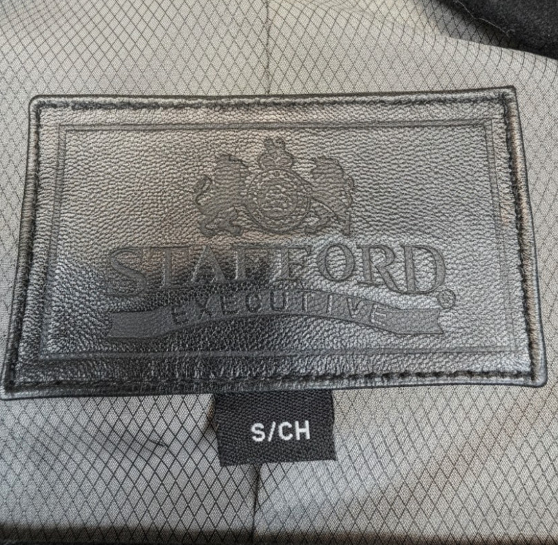STAFFORD EXECUTIVE Black Lambskin Leather BLAZER JACKET SPORT COAT Gorgeous SZ S