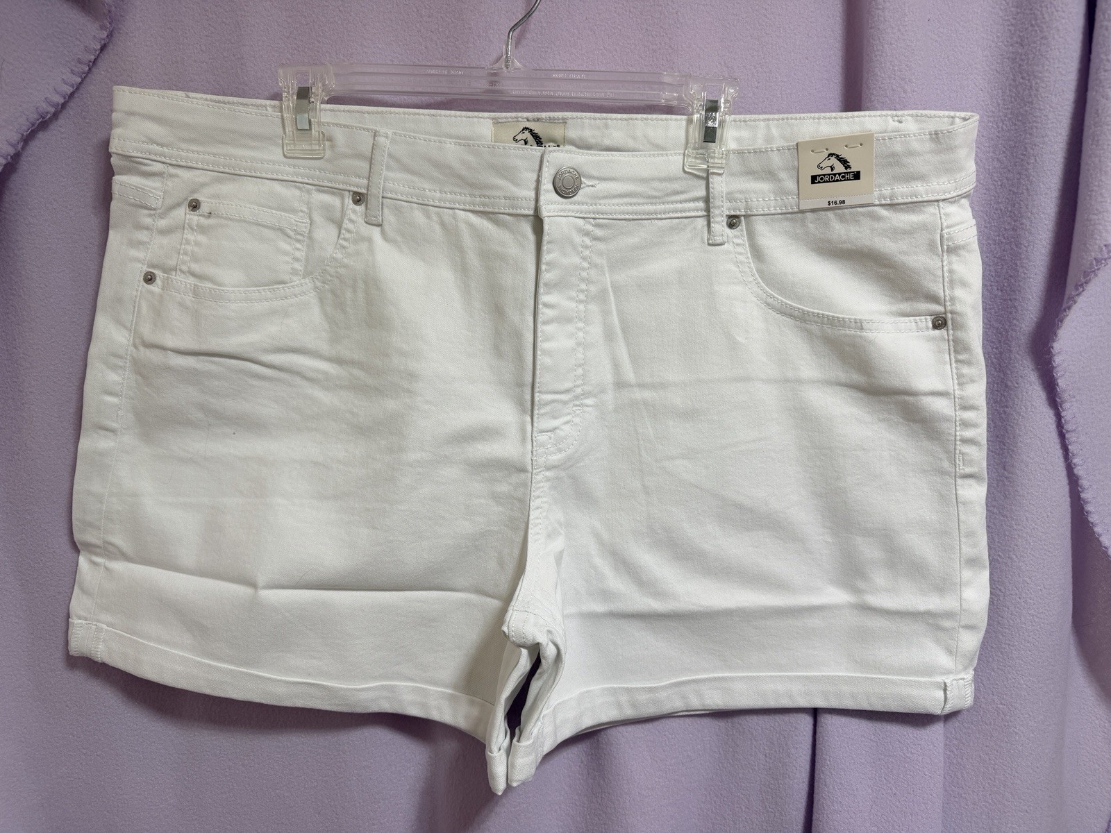 NEW Jordache Jean SHORTS boyfriend Roll Cuff Shorts White Denim Size 22