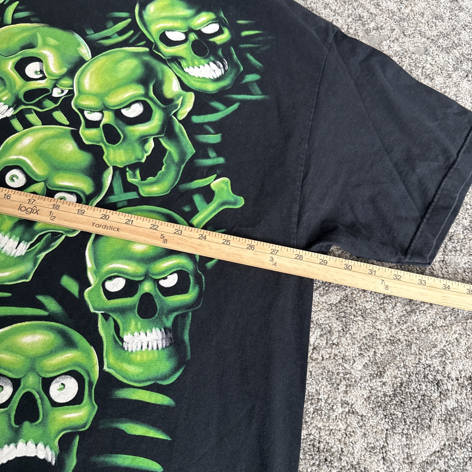 Liquid Blue All Over Green Skull Print Shirt 4XL Vintage 2001 Juicy J Authentic