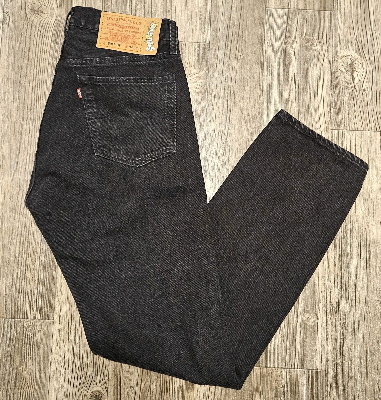 Denim Tears x Levi’s 501 Button Fly Big E Jeans Black Grey Men’s Sz 34 x 34 NWOT