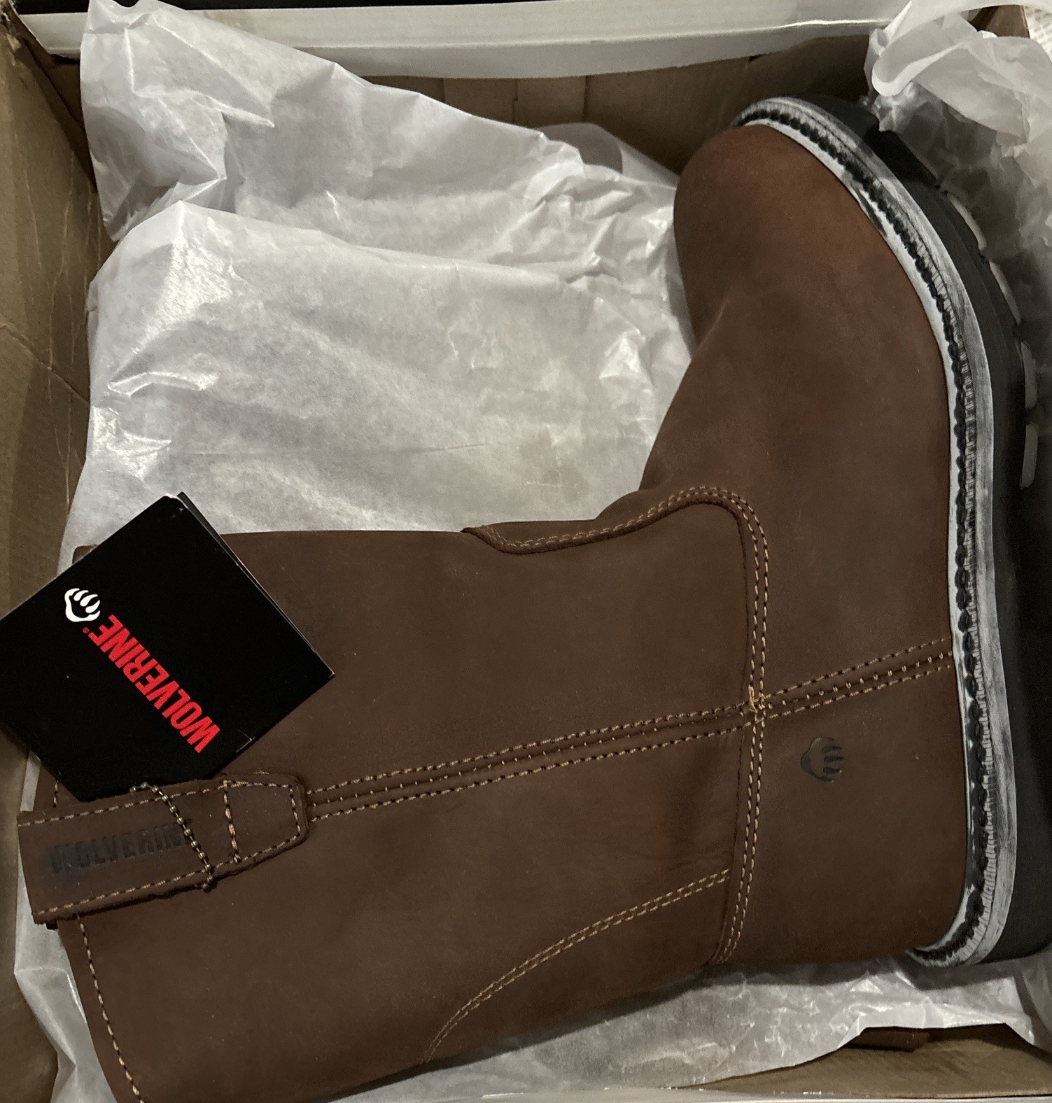 Wolverine Men Wellington 10″ Leather Work Boots Dark Brown W04727 Size 10M