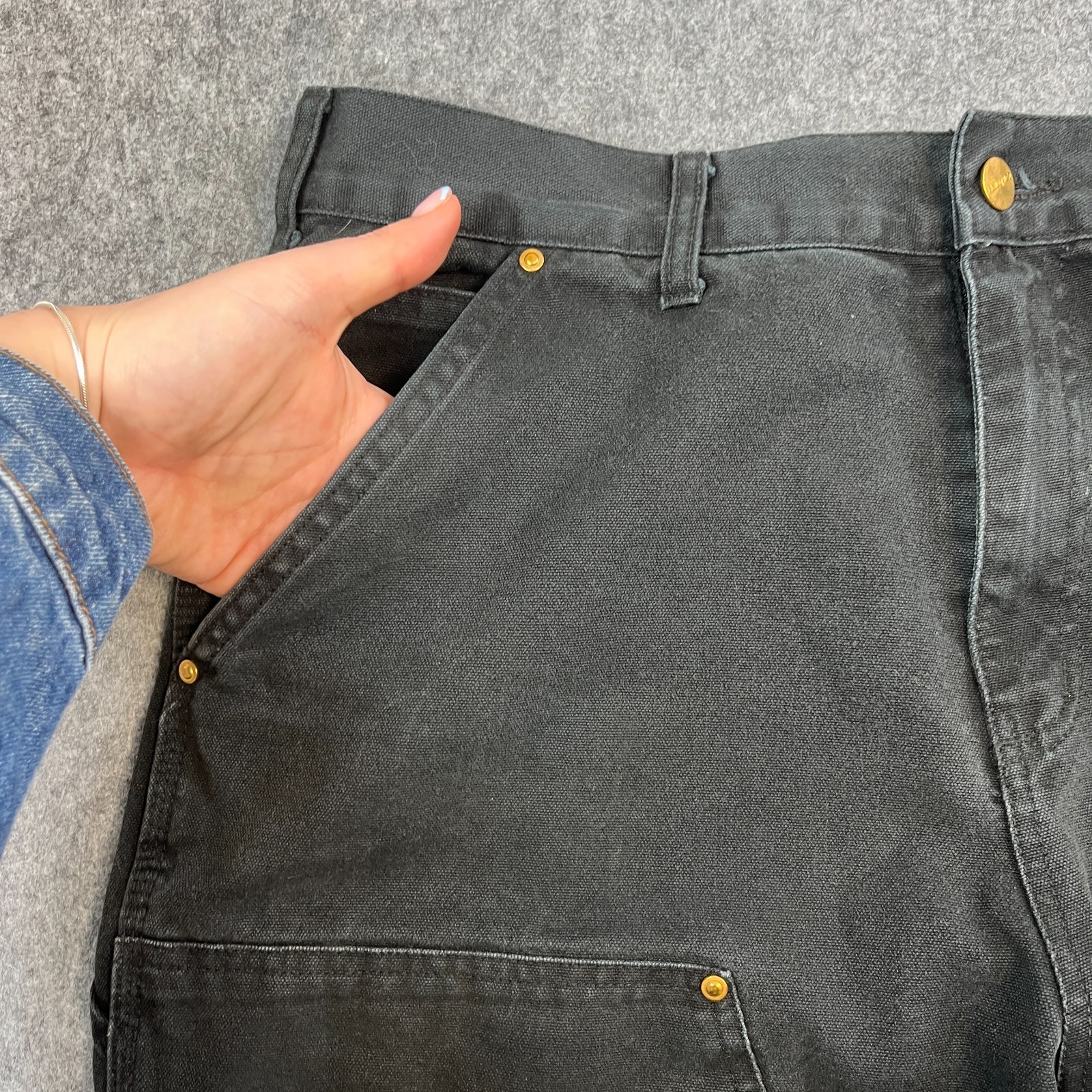 Vintage Carhartt Mens Jeans Double Knee Straight 34 32 Carpenter Loop Black