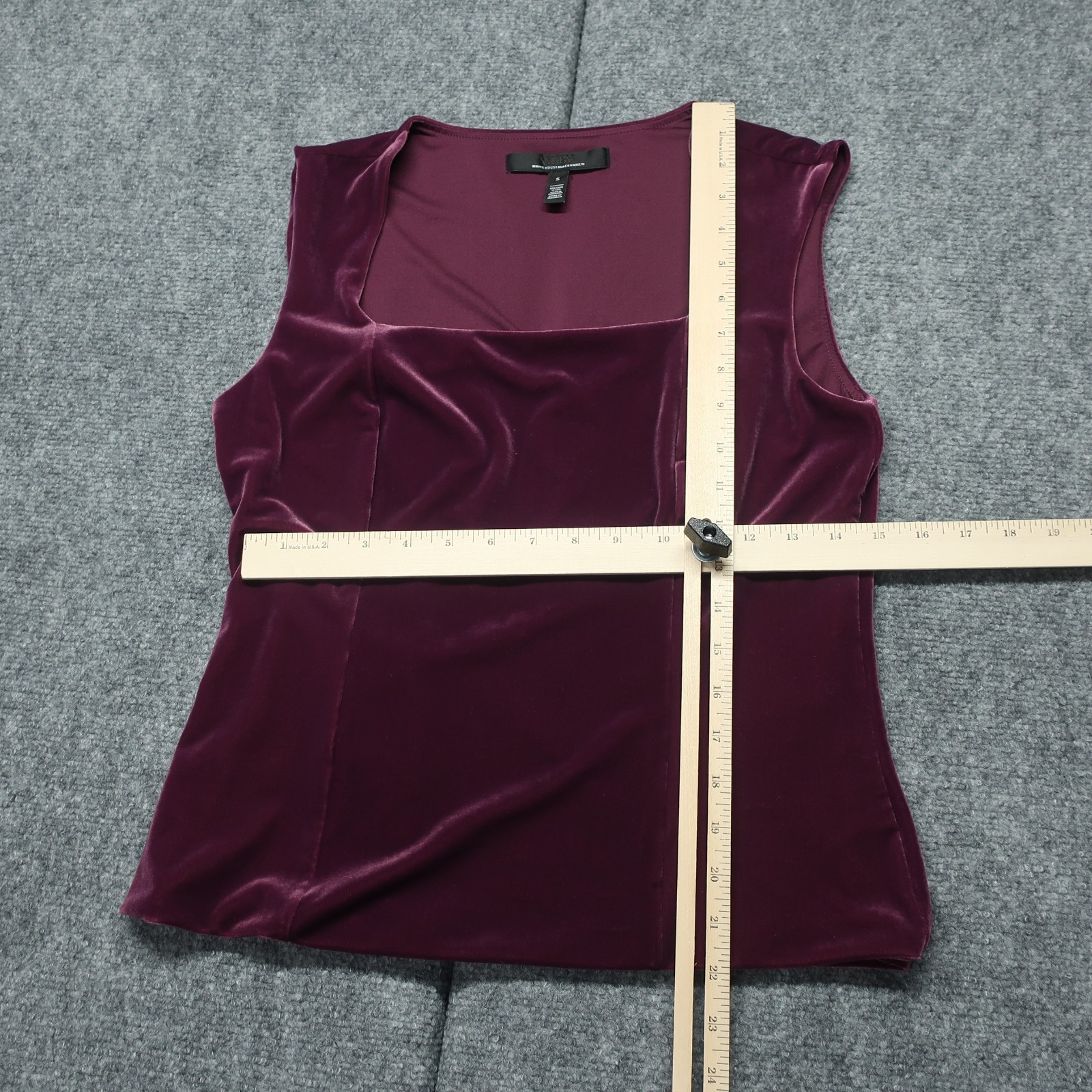 White House Black Market Blouse Top Womens S Wine Smooth Feel Velvet Square Neck