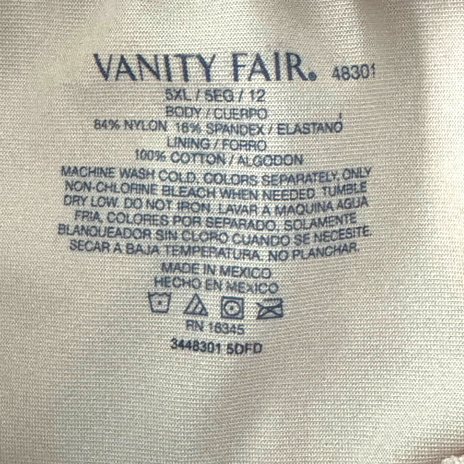 Vanity Fair 3 Pack Plus Size 5XL/12 Radiat Collection Light Control Undershapers