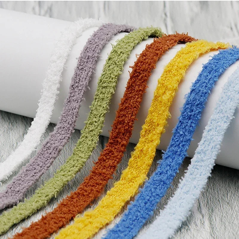 Flat Shoelace Fluffy Shoelaces 1.5CM Width Plush Rope Shoe Laces for Shoes C