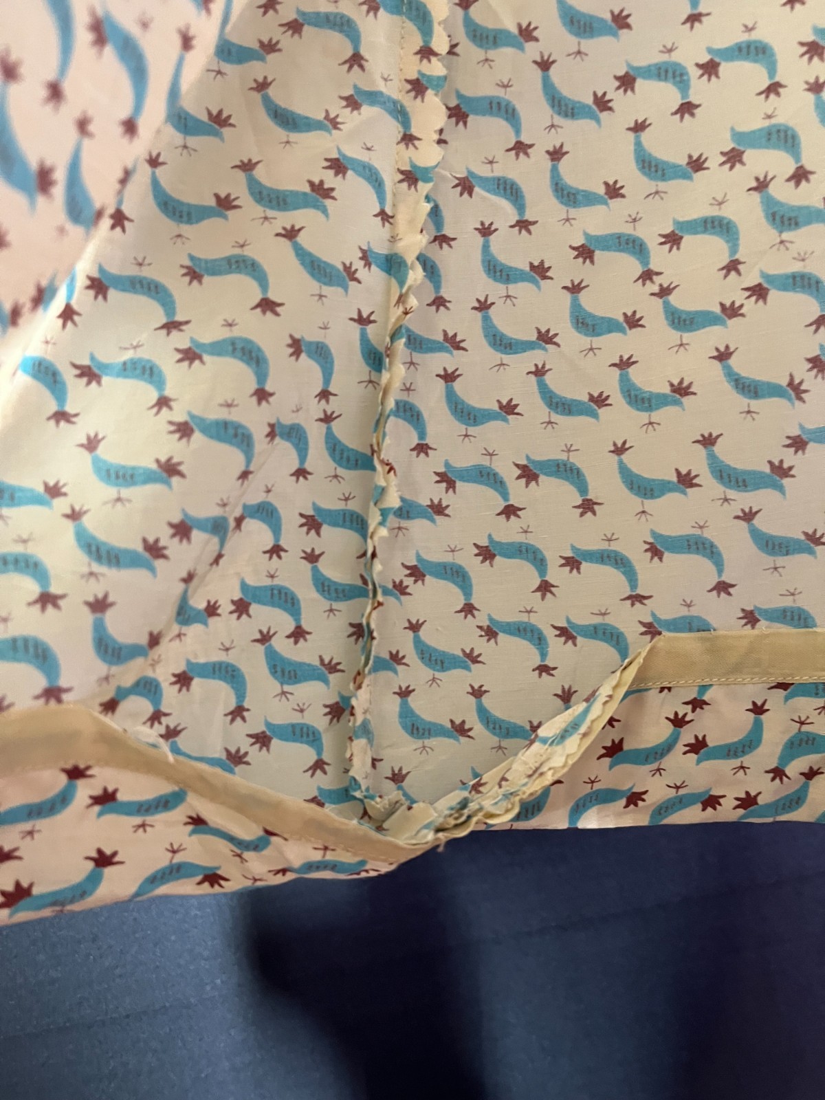Vintage Homemade Housedress Short Sleeve Pockets Rooster Print *Flaws