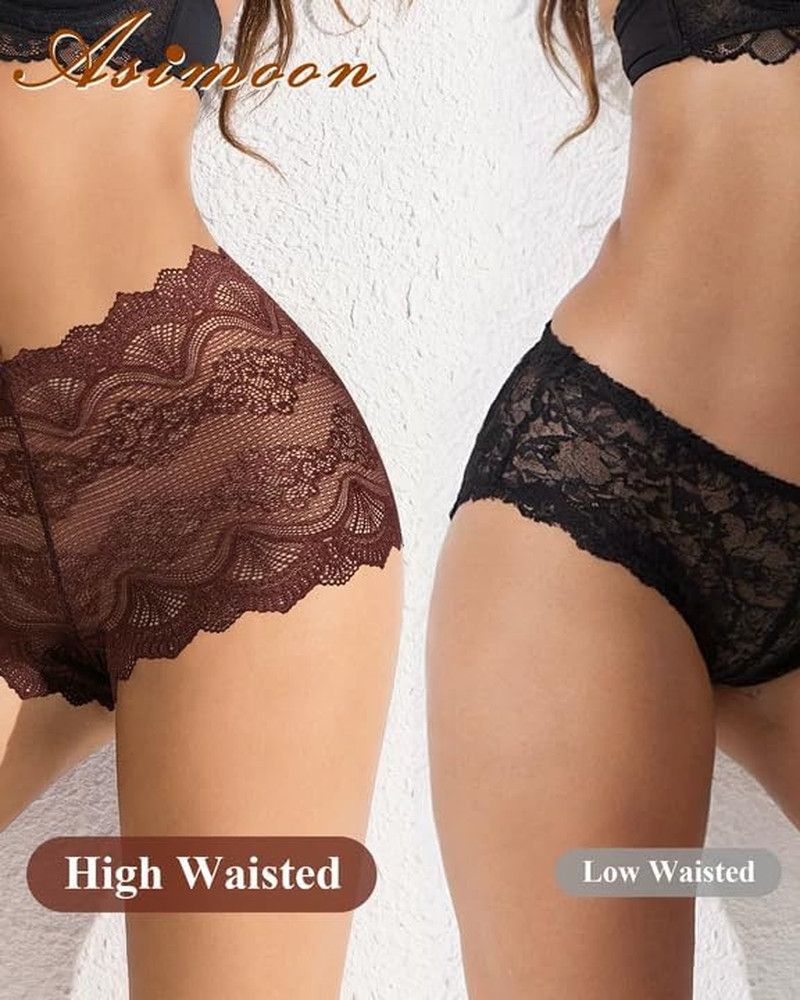 Sexy Lace Womens Underwear High Waisted V Waist Panties Soft No Show Boyshorts L