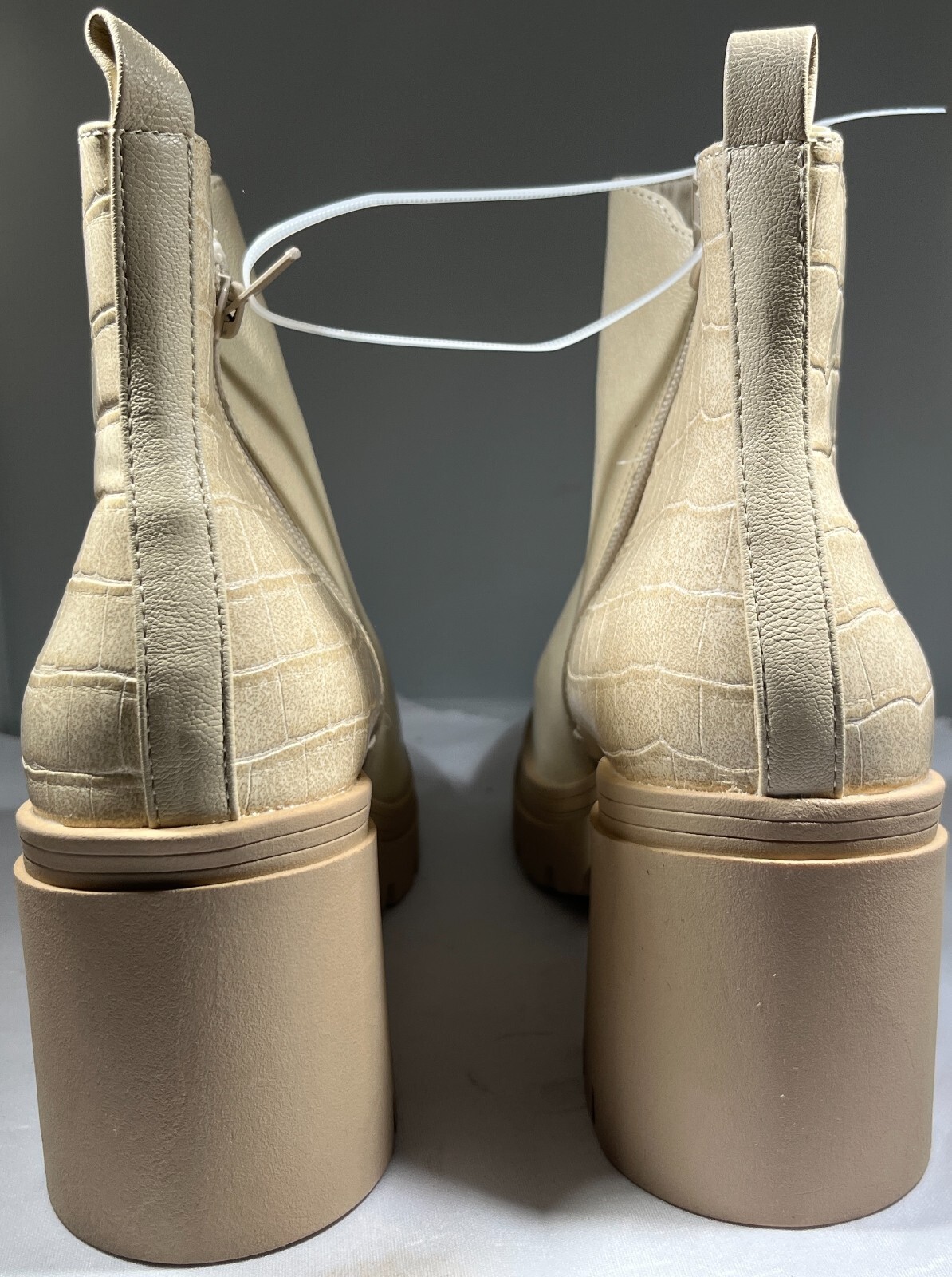 Sun + Stone Veronikaa Pull-On Lug Chelsea Booties-Color: ECRU CROC -CHOOSE SIZE!