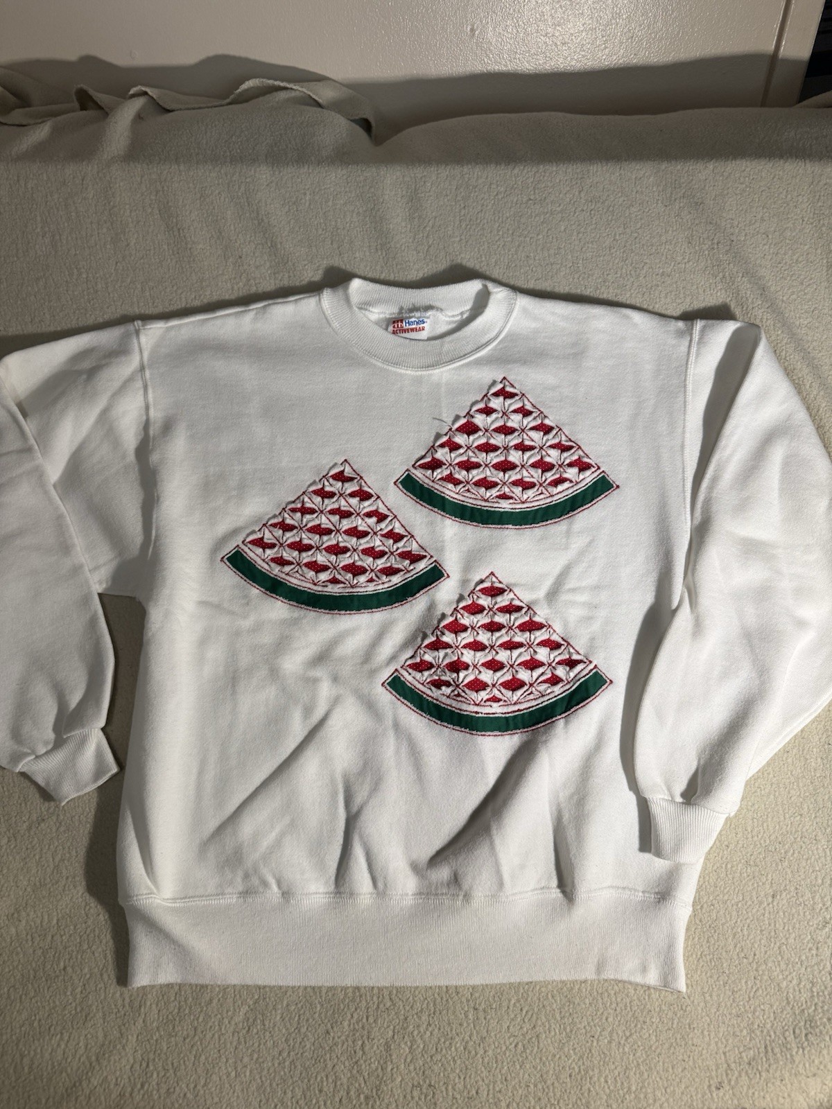 Vintage 90s Sweatshirt Watermelon Collage Sweatshirt Grunge Punk Ugly Old Lady L