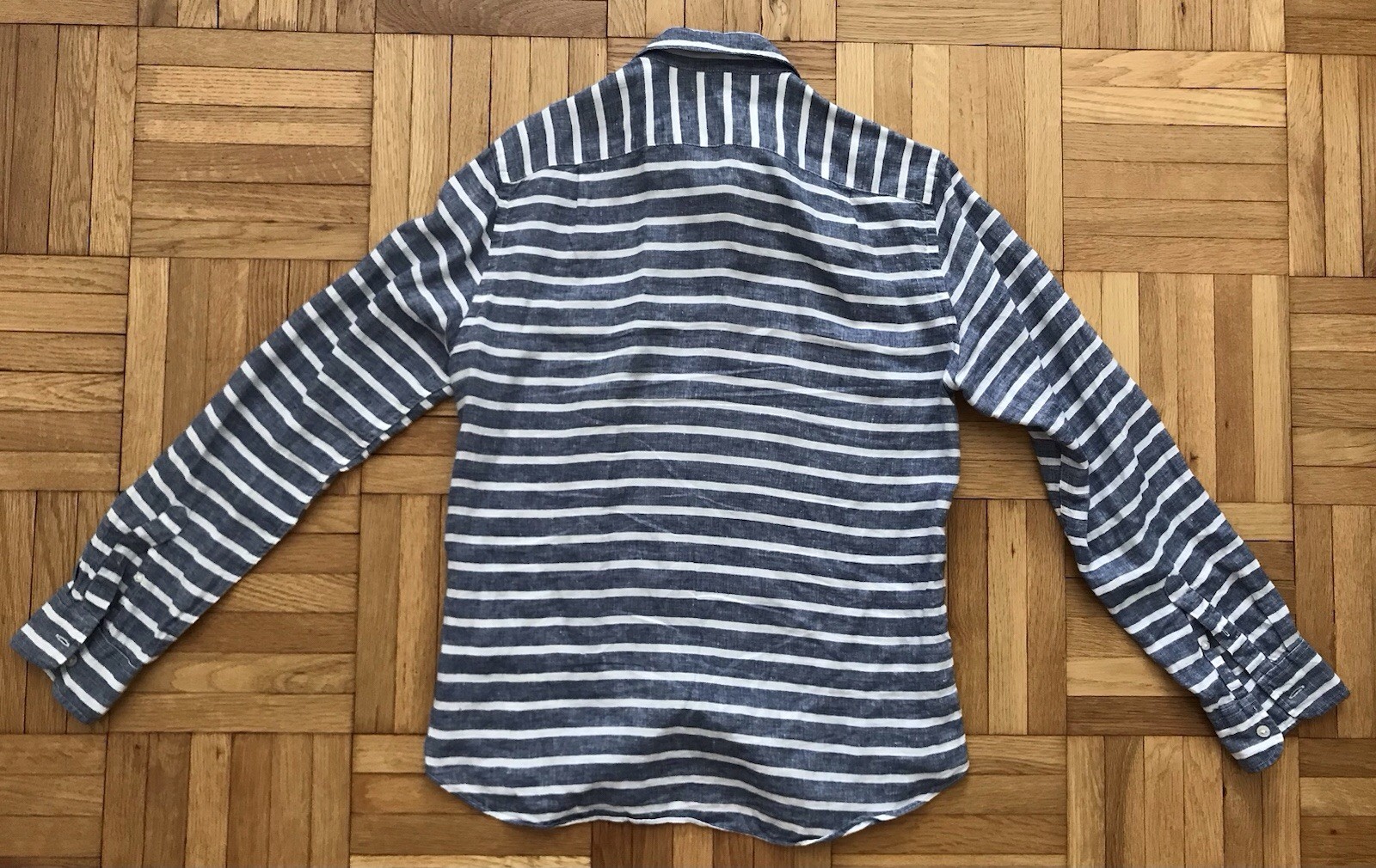 Size Medium Mens J.Crew Baird McNutt Irish Linen Slim Fit Shirt Blue Stripes