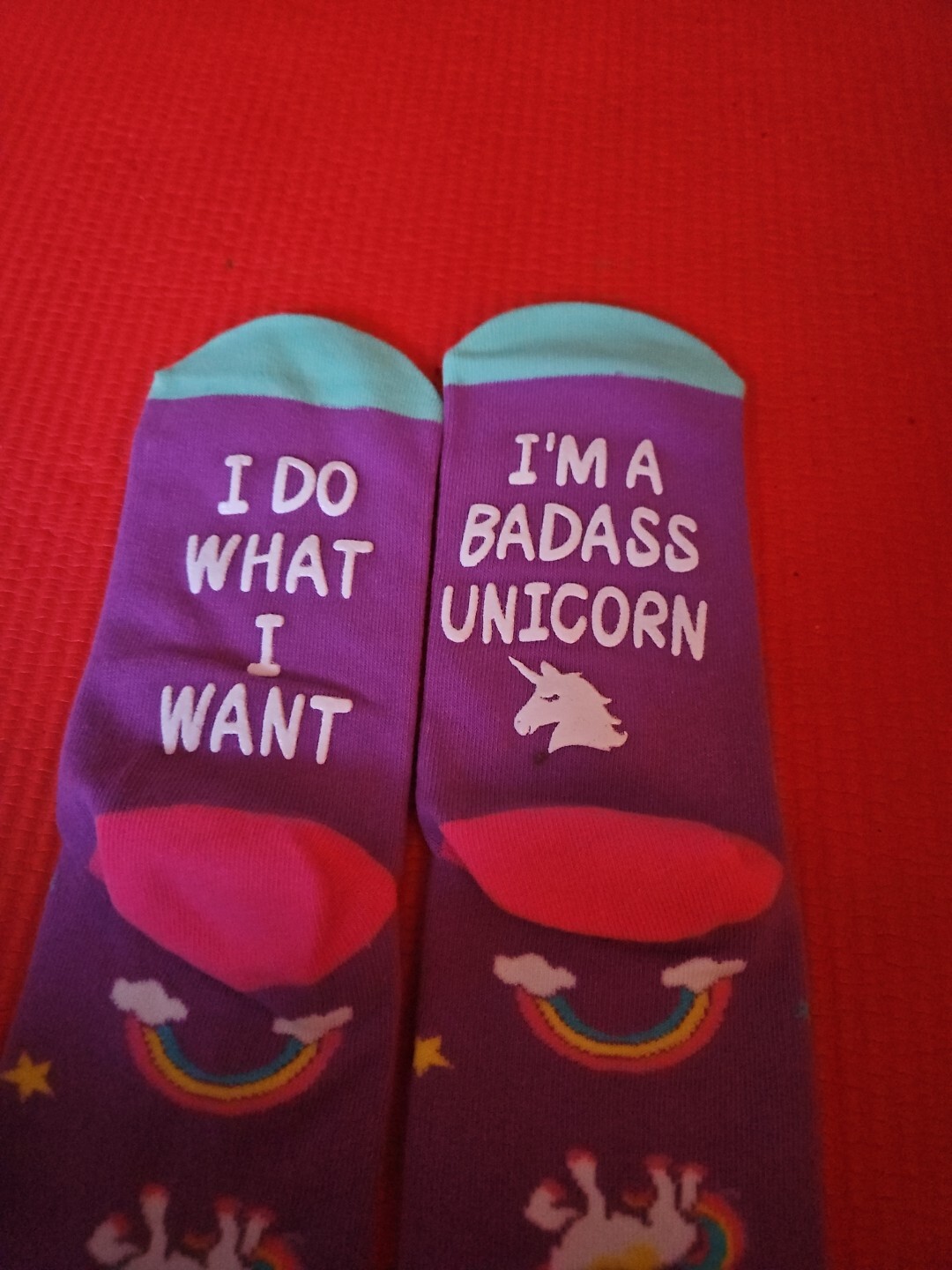 Zmart Gift Series Unicorn Grip Socks NIB “I’m A Bad@ss Unicorn I Do What I Want”