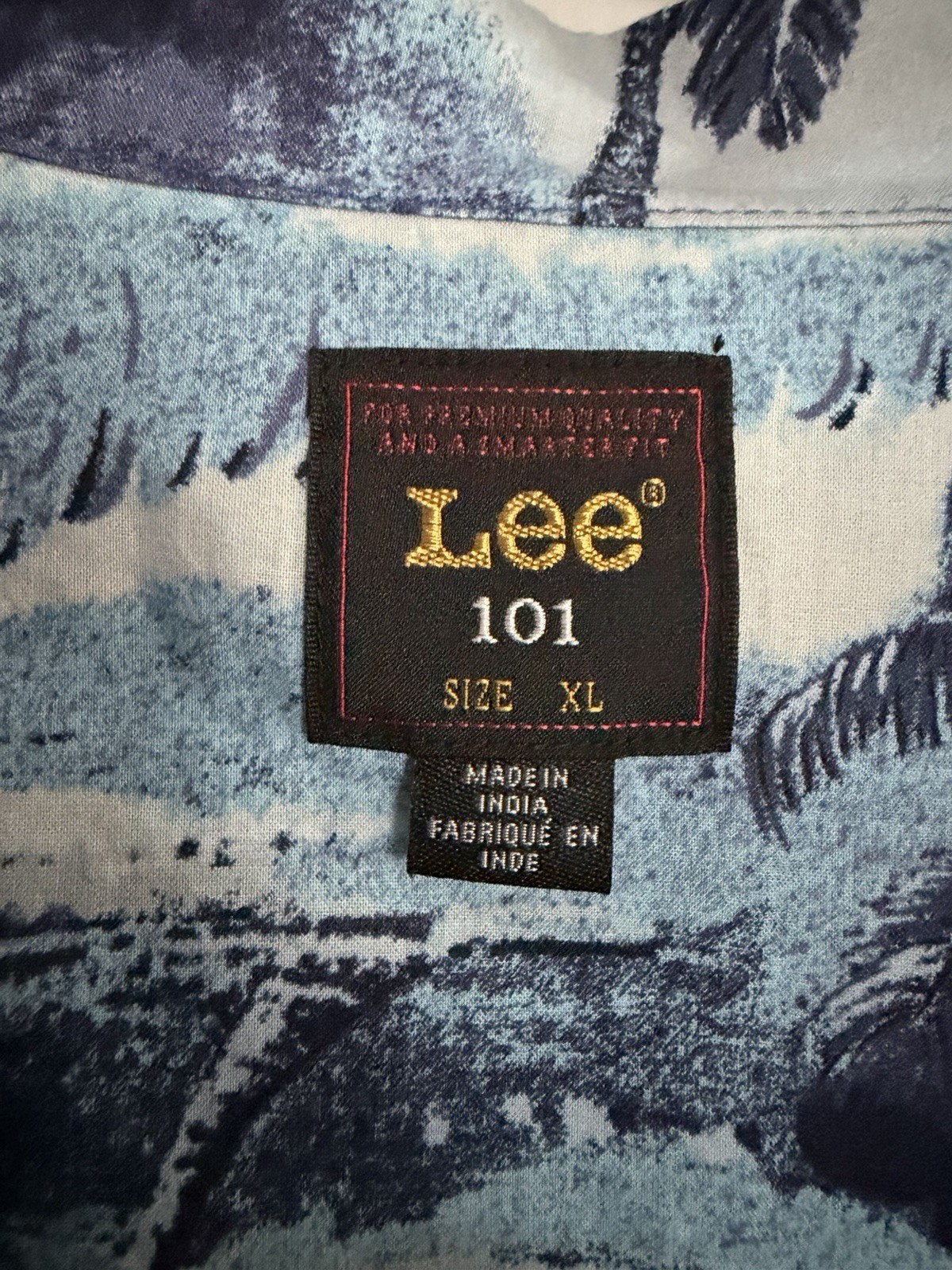 Lee 101 Resort Camp Collar Palm Tree Hawaiian Shirt Mens XL Blue