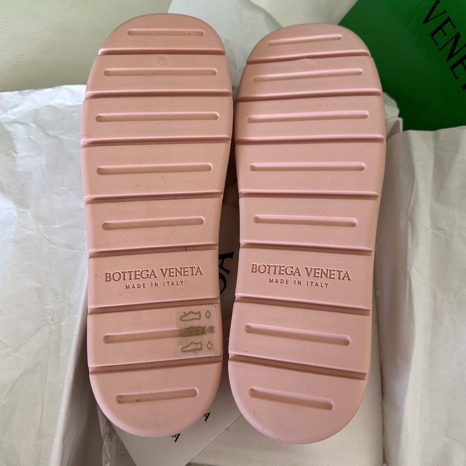 NEW BOTTEGA VENETA PUDDLE SANDALS SLINGBACK RUBBER Peachy Size 39 US 9