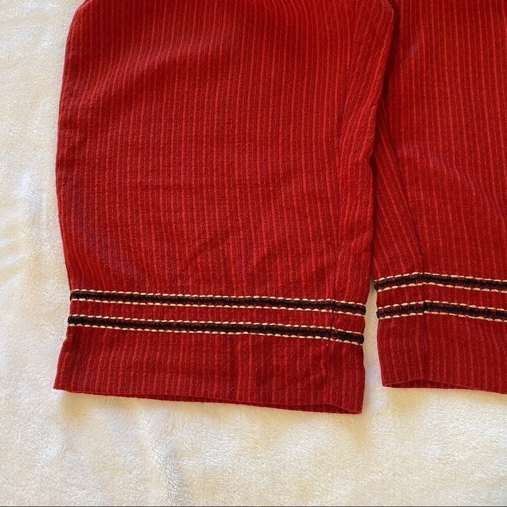 Napa Valley Vintage Top & Cropped Pants Embroidered Embellished Red & Black Med