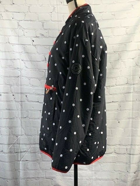 Simply Southern Women Reversible Sharpa Black White Polka-Dot 1/3 Zip Pockets XL