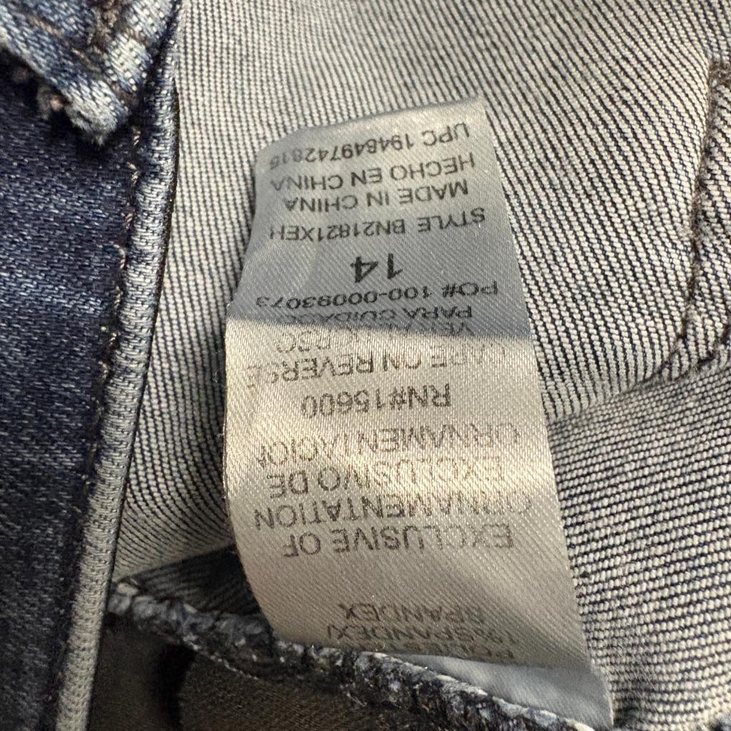 Democracy Ab Technology Crop Jeans Womens 14 Blue Denim Fray Hem Stretch