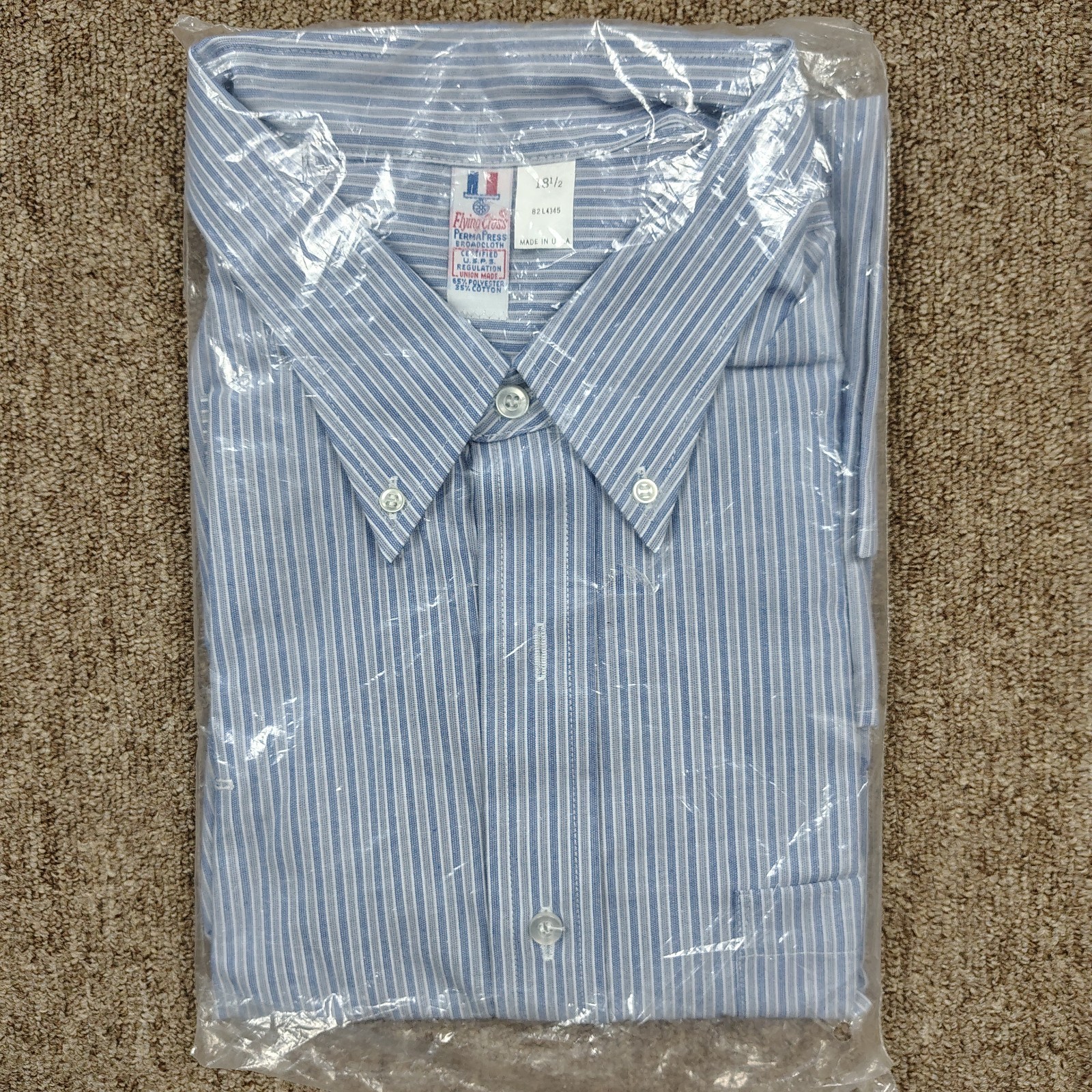 Vintage FLYING CROSS Shirt Men’s 18.5 Straight Button Down Permapress Broadcloth