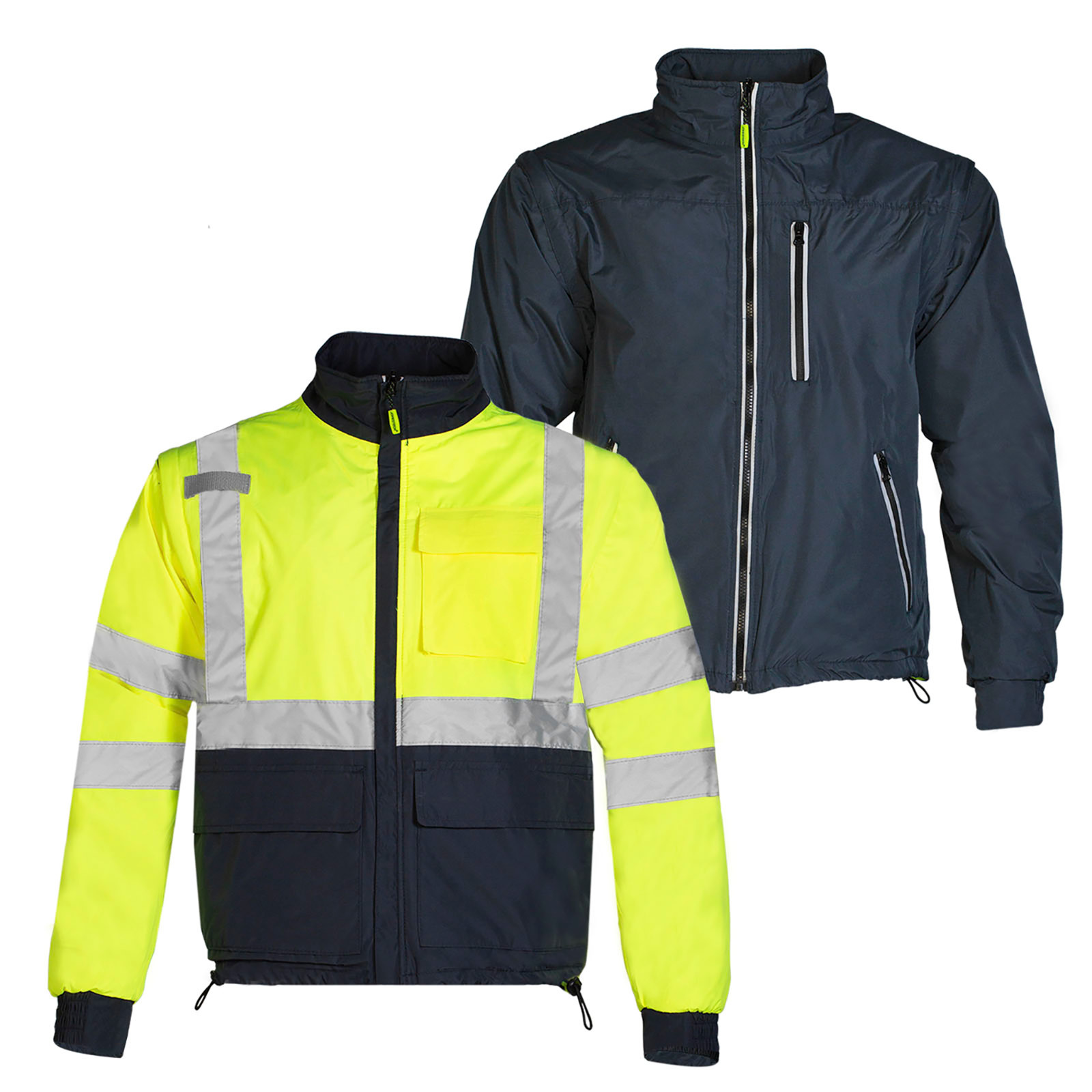 4 in 1 Hi Vis Visibility Reversible Safety Jacket JORESTECH Windbreaker