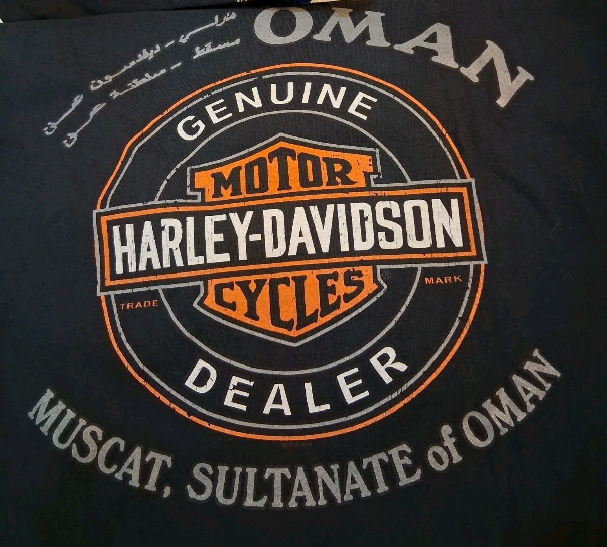 Harley Davidson Mens XL T-Shirt Black Oman UAE Hanes Beefy 100% Cotton Vintage
