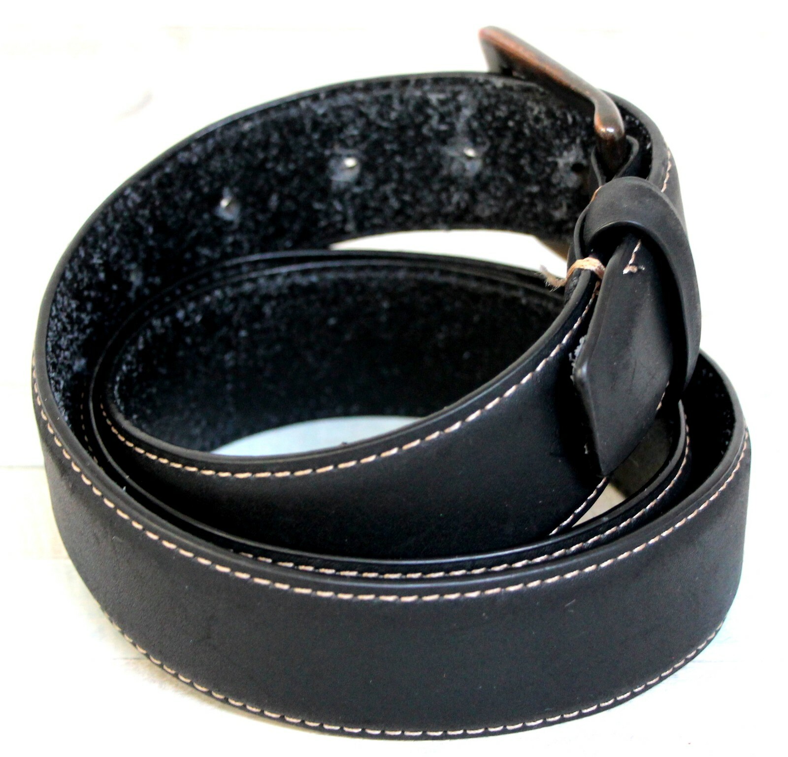 Columbia BLACK GENUINE LEATHER+PVC 1 3/8″Wd CASUAL DRESS MEN’S BELT Sz 36 (F47