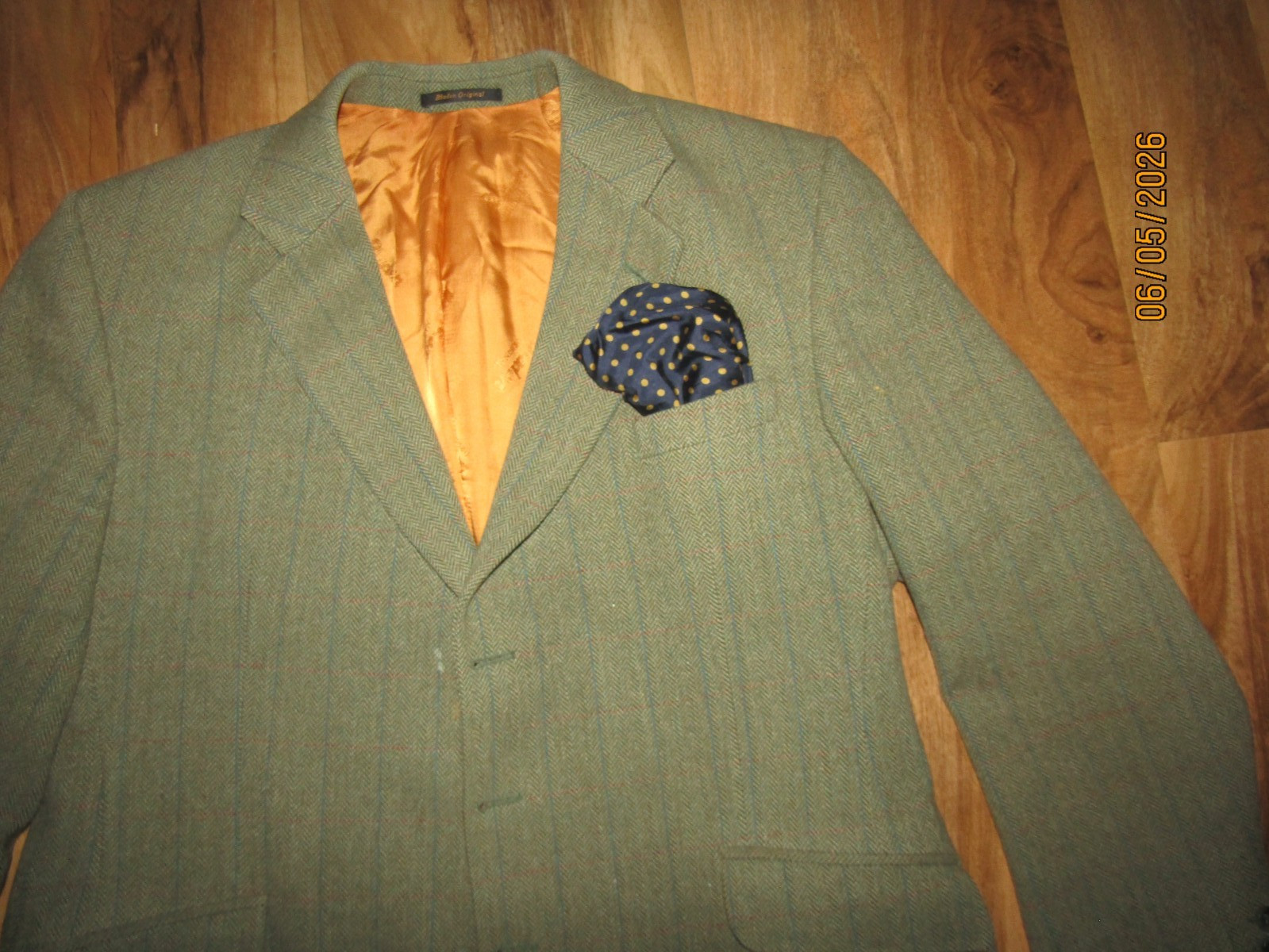 Original BLADEN SUPASAX 100% LAMBSWOOL windowpane GREEN TWEED JACKET UK 48R