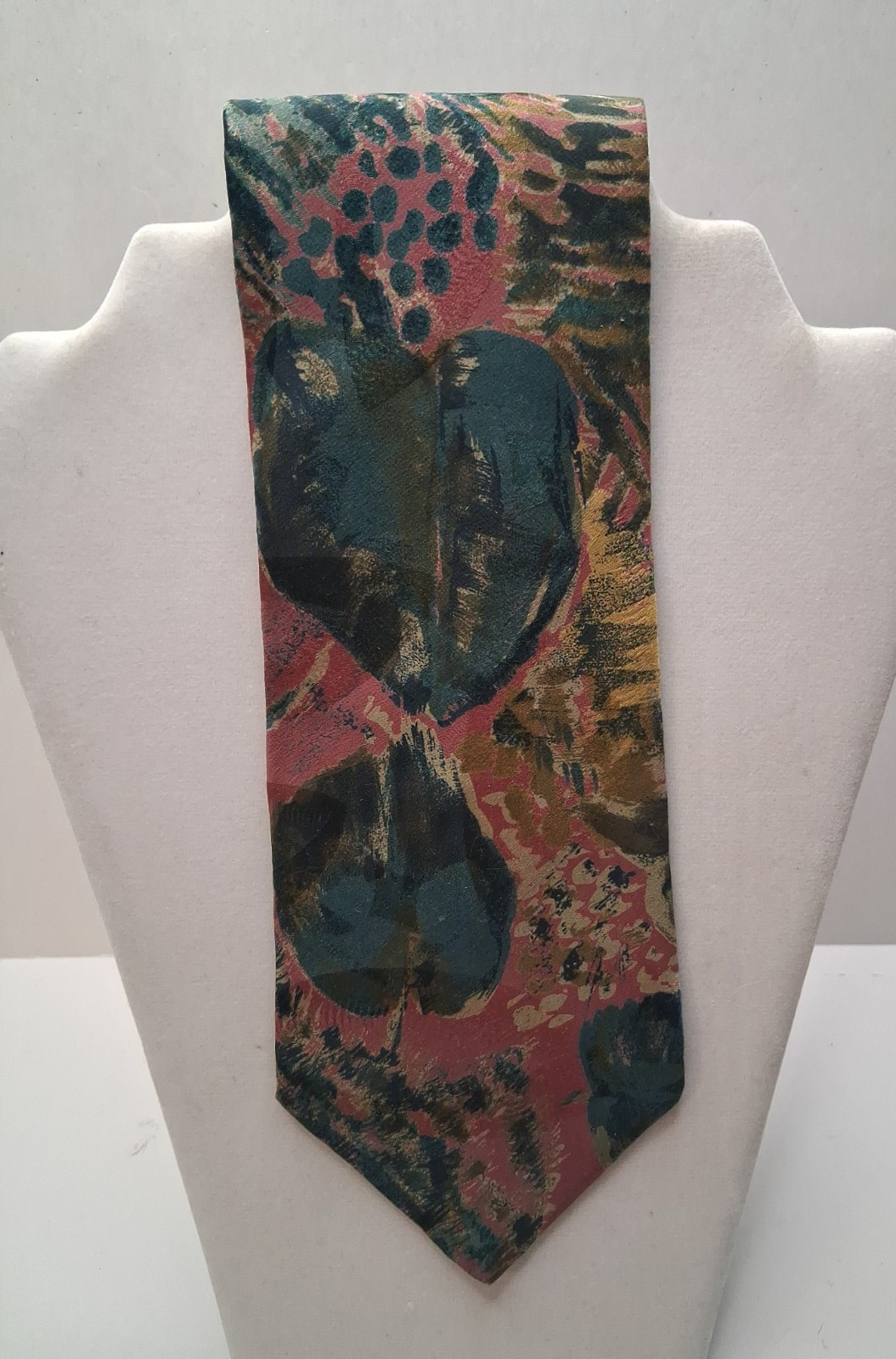 Lot of 3 Botanical Leaf Neckties Name Brands Assorted Sizes Patterns Fabric