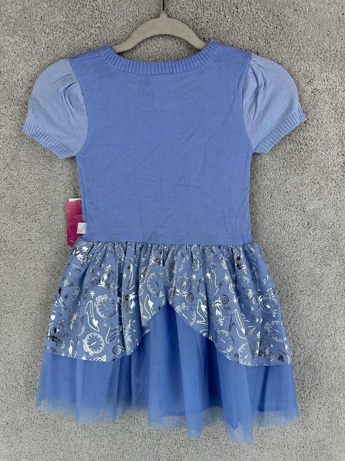 Disney Princess Cinderella Light Blue Short Sleeve Tulle Dress Kids S (6/6X)