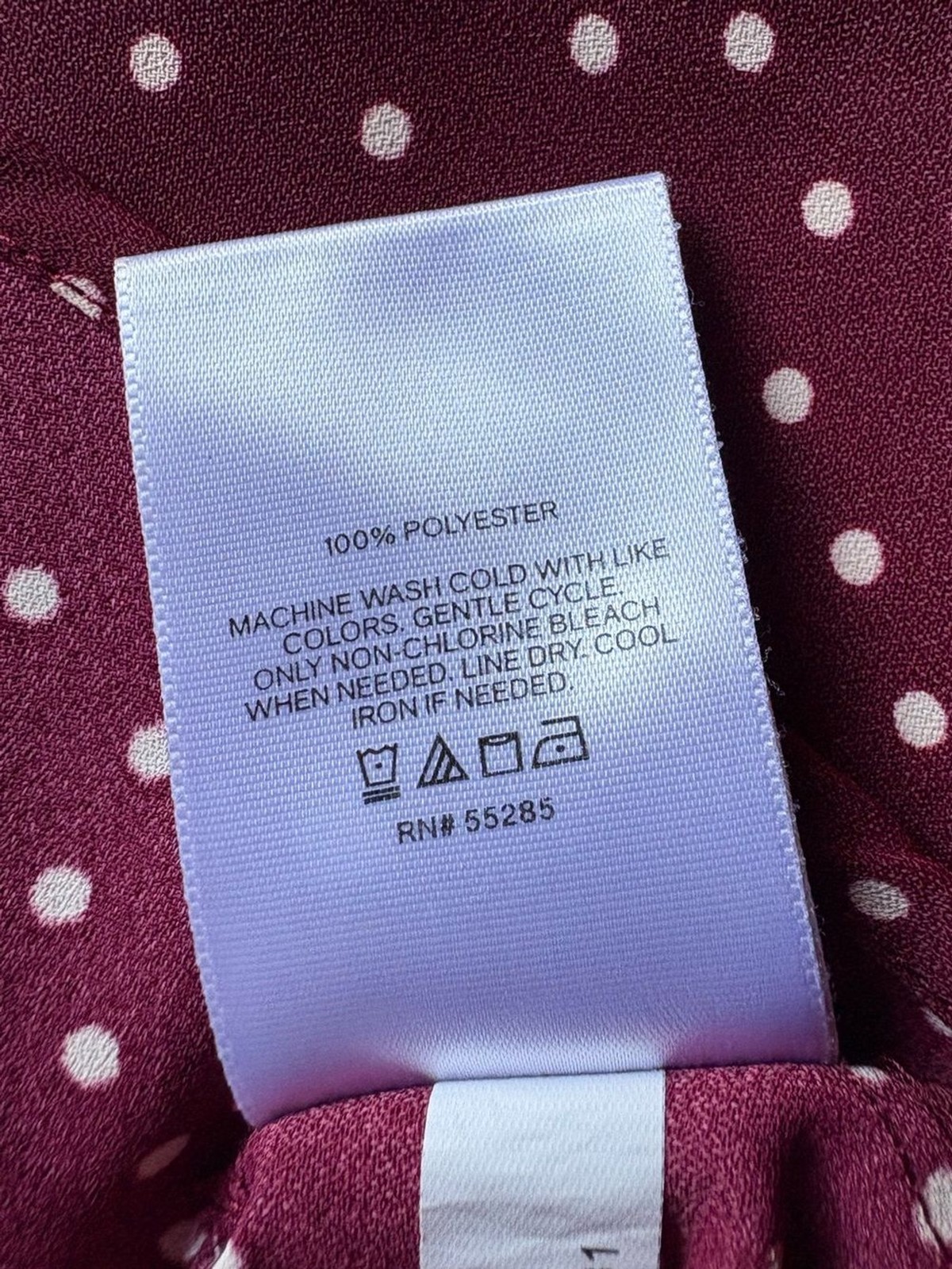 Express Portofino Button Down- Size Small- Maroon & Light Pink Polka Dot