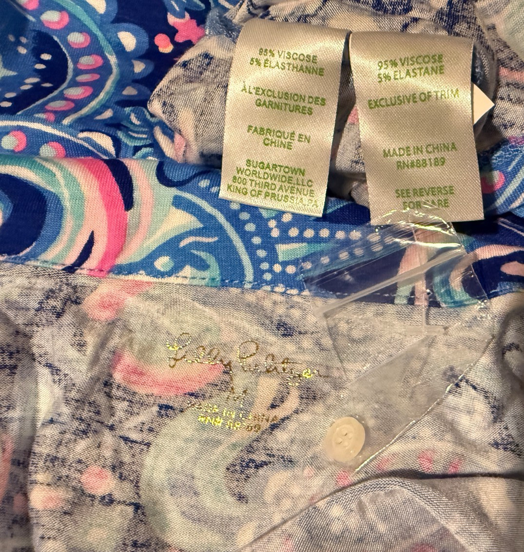 LILLY PULITZER Womens Pajama PJ Button Front Cosmic Kismet Shirt Top NWOT Medium