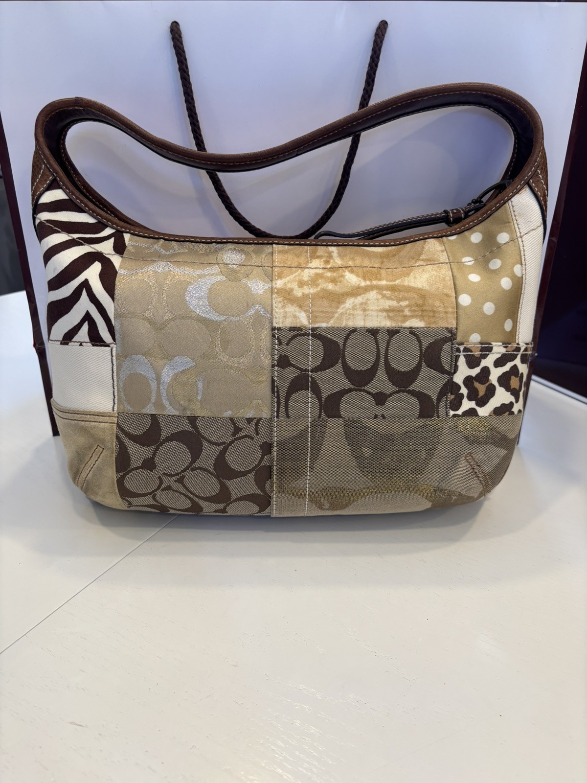 Vintage Coach Khaki Patchwork Ergo Hobo Bag 10808 and Medium Zip-Around Wallet