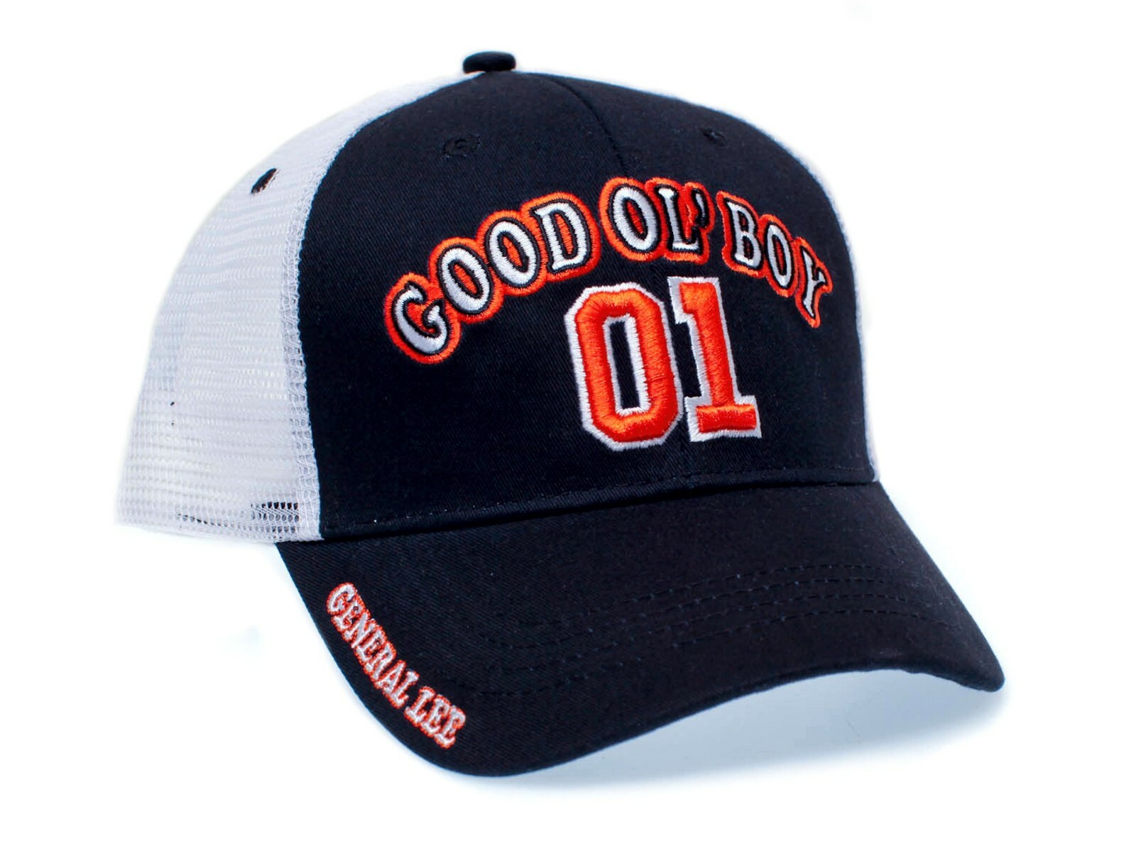 01 General Lee Truckers Hat Good Ol’ Boy Cap Unisex Adult Black/White