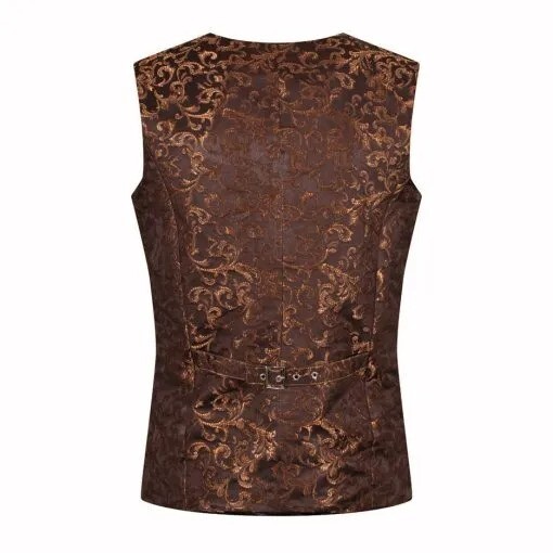 Mens Tailored Formal Waistcoat Gothic Steampunk Gold Brocade Vest Victorian