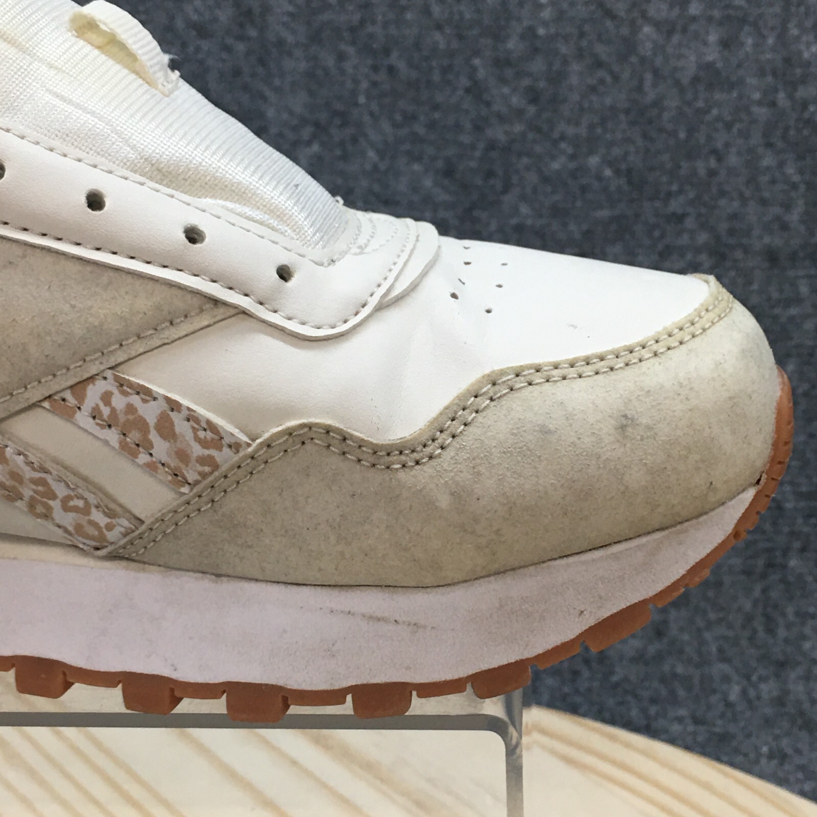 Reebok Shoes Womens 8 Classic Leopard Print Sneakers AR30142W White Leather
