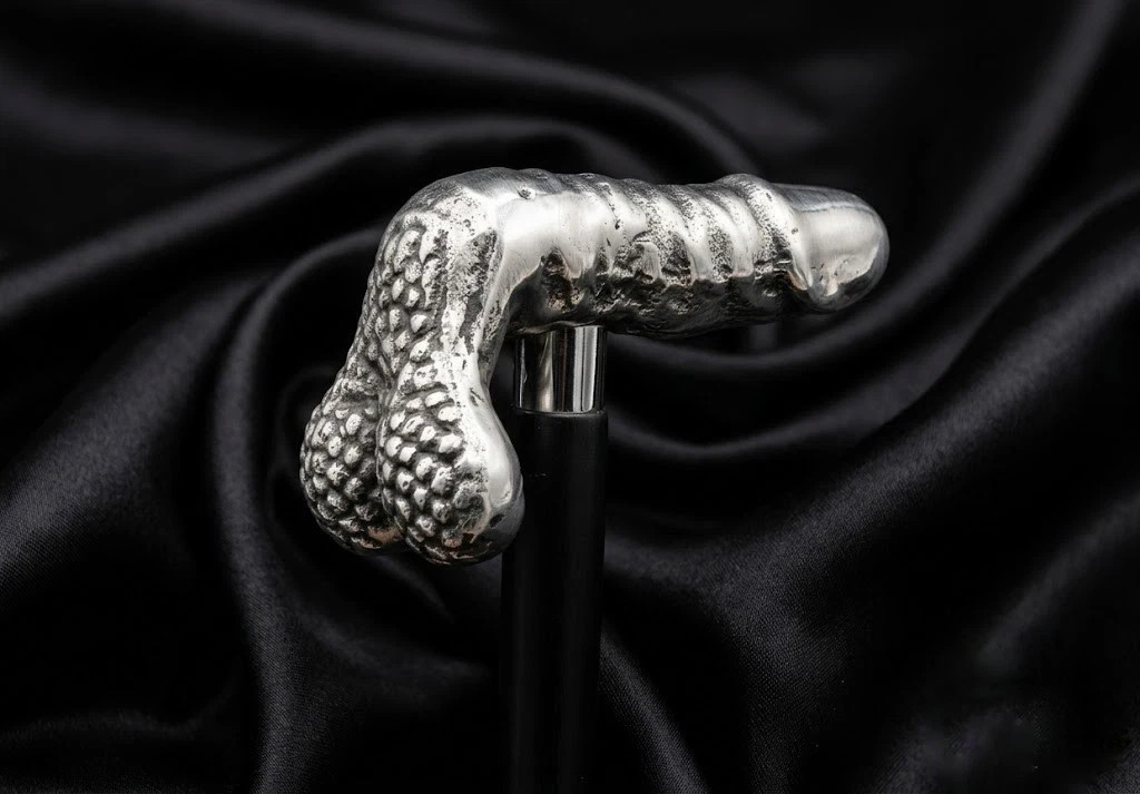 Handcrafted Artistic Walking Stick Unique Statement Piece Sturdy Black Shaft Can