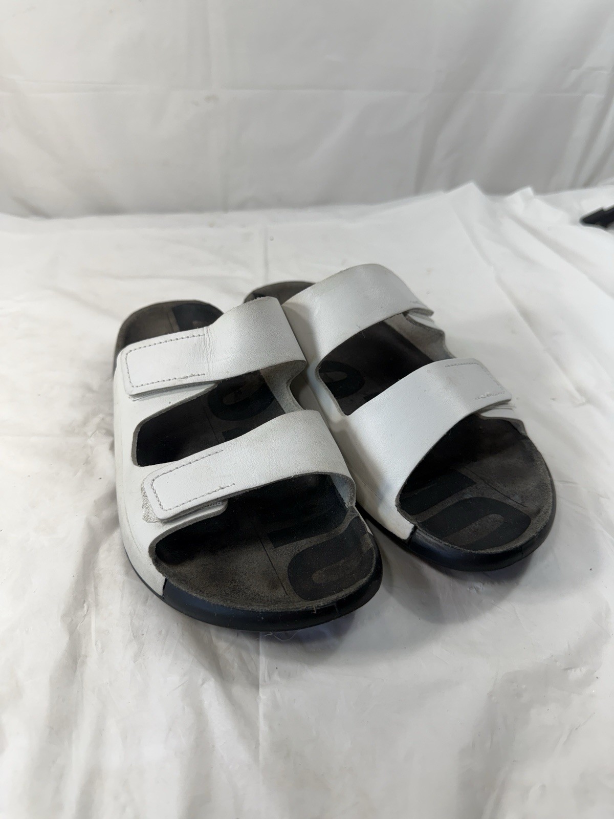 Ecco 2nd Cozmo 2 Band Leather Slide White Sandal Size 6-6.5
