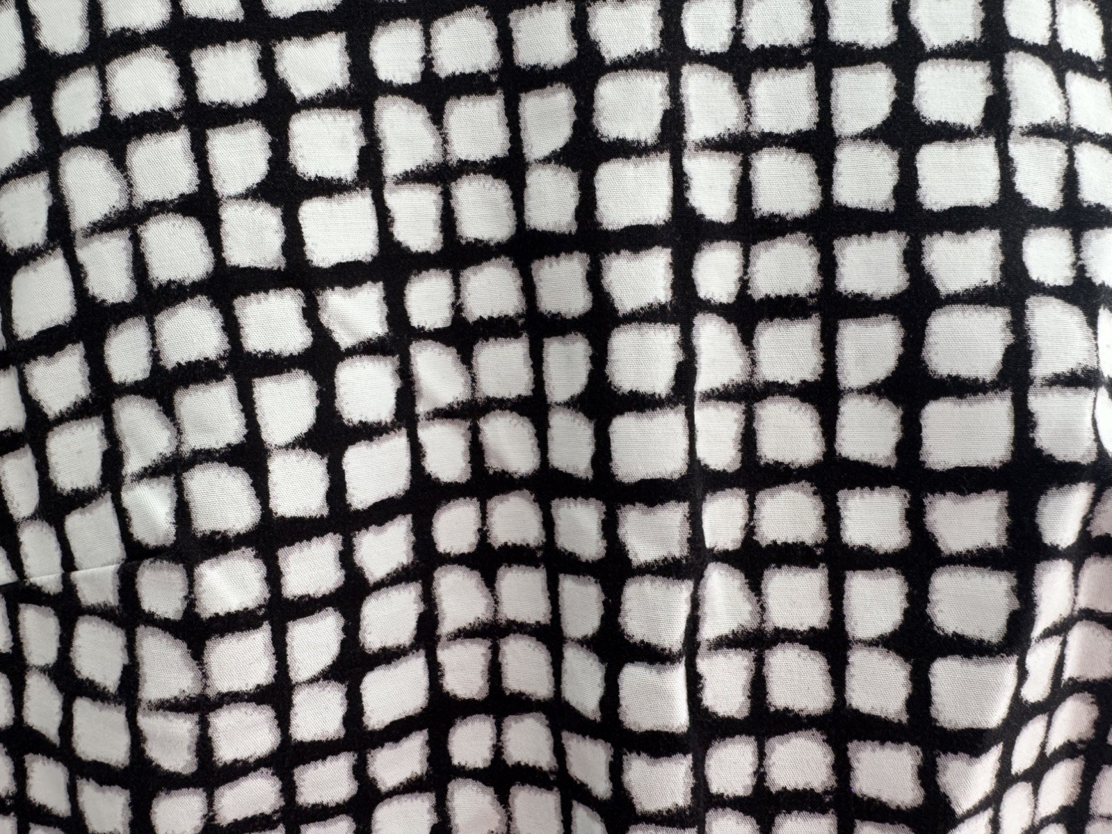 Next Black White Check Tailored Top UK 10 Short Sleeve Boxy Cotton Blend Blouse