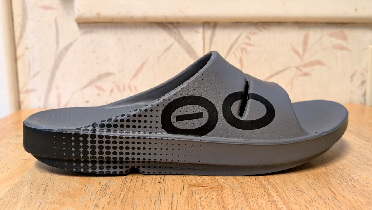 Oofos Ooahh Sport Slides Sandals Gray Matrix Recovery Comfort Sandals Mens Sz 12