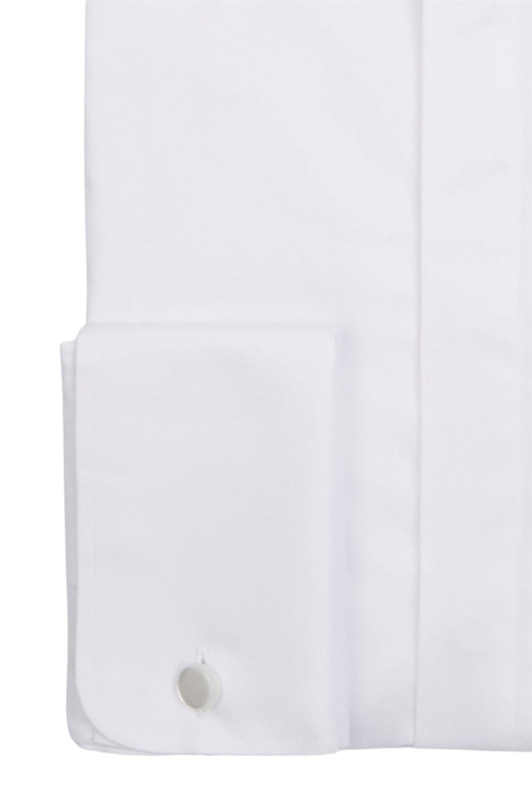 White Wing Dress Shirt Wingtip Cotton Covered Buttons Formal Double Cuff Poplin
