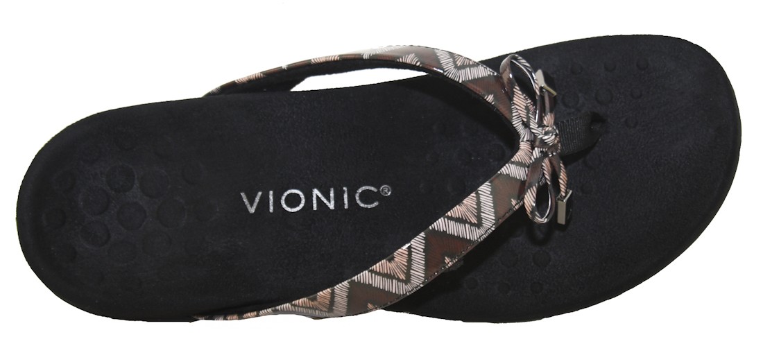 Vionic Women’s Rest Bella II Toe Post Sandal Chevron Black