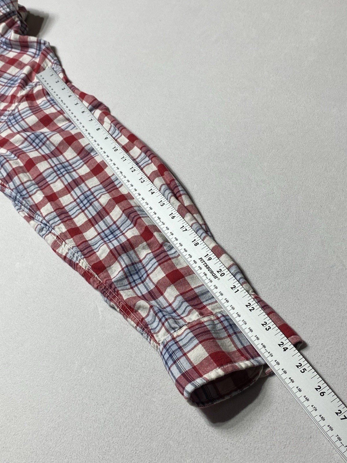 Grayers Clothiers Mens Large Plaid Button Down Shirt Cotton Linen Red Blue