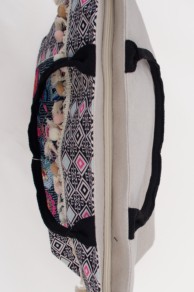 Anthropologie Style Women Boho Pattern Dragonfly Tassel Beach Resort Tote Bag