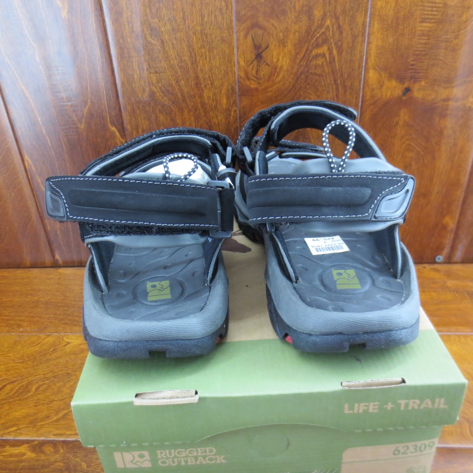 Rugged Outback 62309 Life Trail Rapid Sandals Black Mens Size 9
