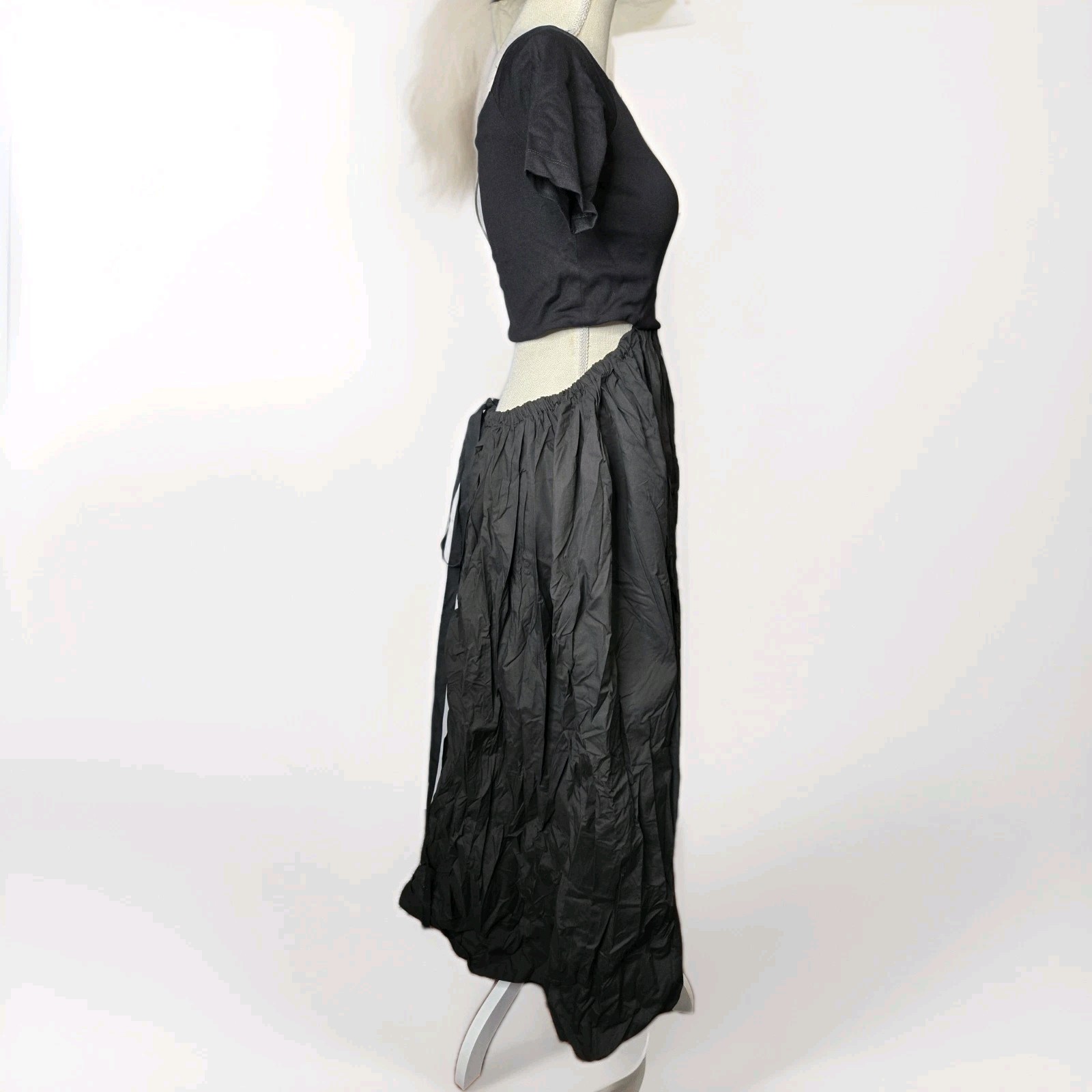 Kallmeyer New York Black Dress Solid Top With Crinkle-textured Bottom S/M NWT