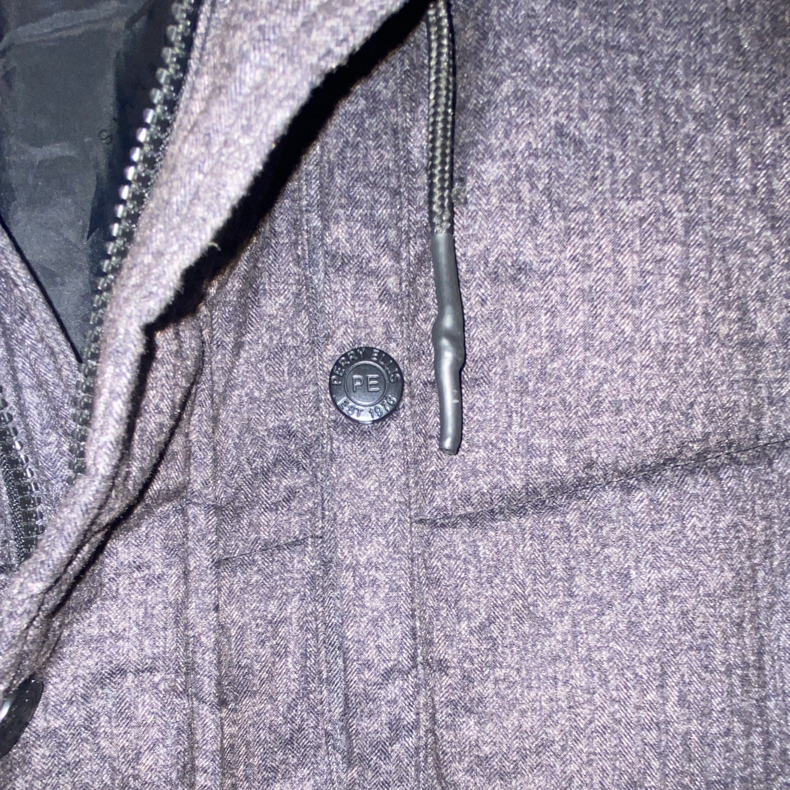 Perry Ellis Portfolio Men’s XXL Gray Hooded Puffer Jacket Full Zip Fur Trim